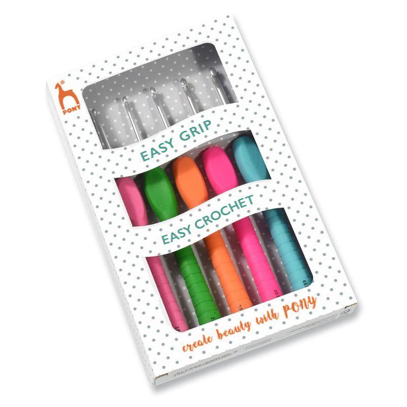 PONY Crochet Hook Set Easy Grip Polka Dot Set of 5